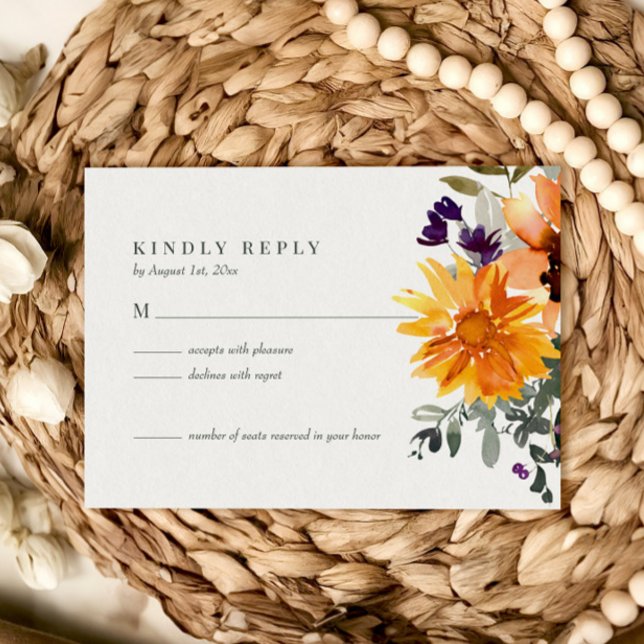 Tarjeta RSVP de boda de girasol rústico (Subido por el creador)