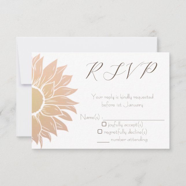 Tarjeta RSVP de boda de girasol simple y moderna (Anverso)