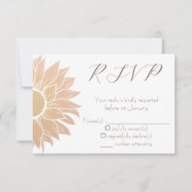 Tarjeta RSVP de boda de girasol simple y moderna