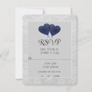 Tarjeta RSVP de Boda de Globos del Corazón Azul