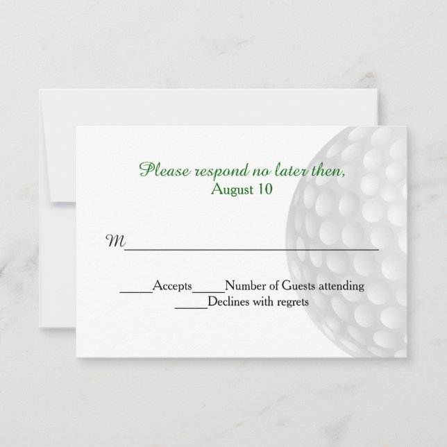 Tarjeta RSVP de Boda de Golf (Anverso)