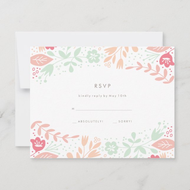 Tarjeta RSVP de Boda de Gracia Floral de Pastels (Anverso)