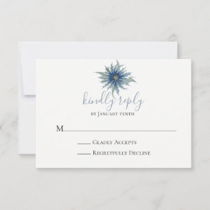 Tarjeta RSVP de Boda de guiño azul