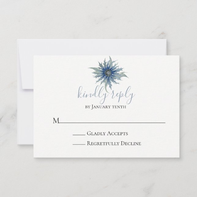 Tarjeta RSVP de Boda de guiño azul (Anverso)