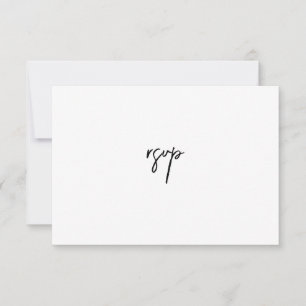 Tarjeta RSVP de Boda de Guión Blanco y Negro