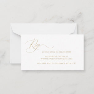 Tarjeta RSVP de Boda de Guión Dorado Elegante de P