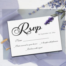 Tarjeta RSVP de boda de guión moderno