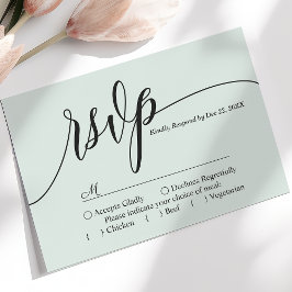 Tarjeta RSVP de Boda de Guión Simple de Mint Paste