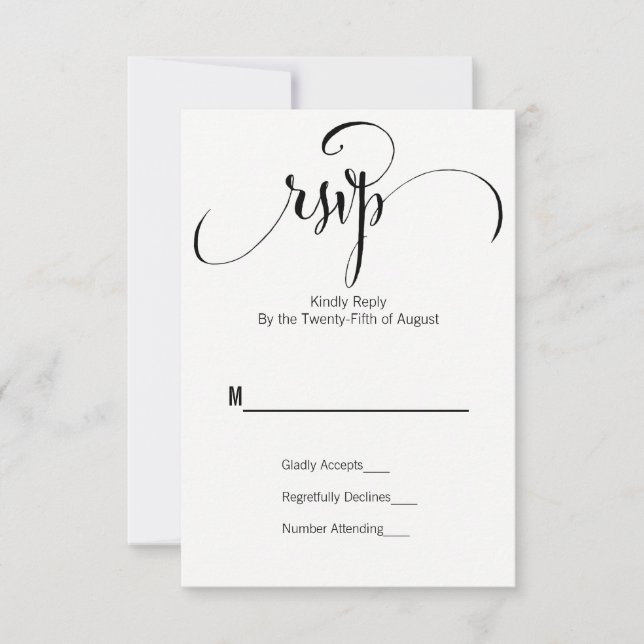 Tarjeta RSVP de boda de guiones moderna (Anverso)