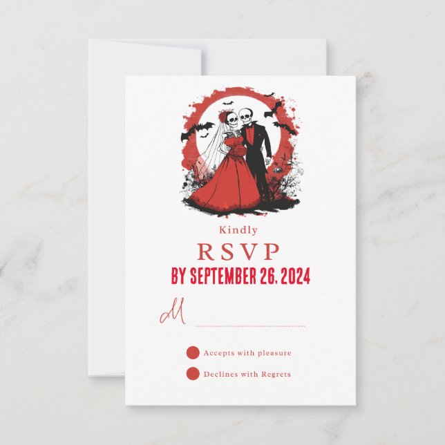 Tarjeta RSVP de boda de Halloween (Anverso)