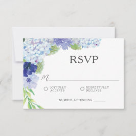 Tarjeta RSVP de Boda de Hidrangea Azul