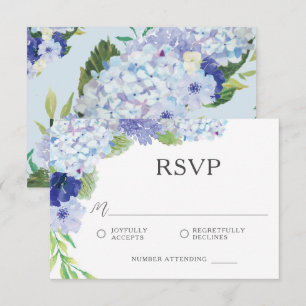 Tarjeta RSVP de Boda de Hidrangea Azul