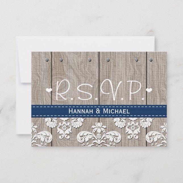 Tarjeta RSVP de Boda de Hidrangea Azul de la Marin (Anverso)