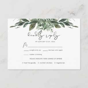 Tarjeta RSVP de boda de hoja de follaje