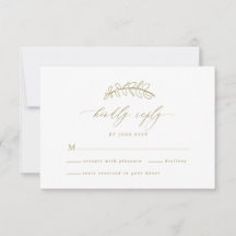 Tarjeta RSVP de Boda de Hoja de Oro