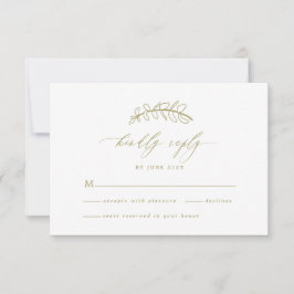 Tarjeta RSVP de Boda de Hoja de Oro