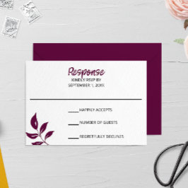 Tarjeta RSVP de Boda de Hoja de Oro