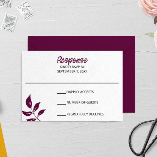 Tarjeta RSVP de Boda de Hoja de Oro (Subido por el creador)