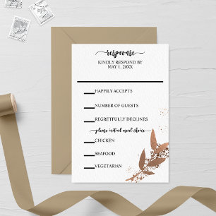 Tarjeta RSVP de Boda de Hojas de Bronce
