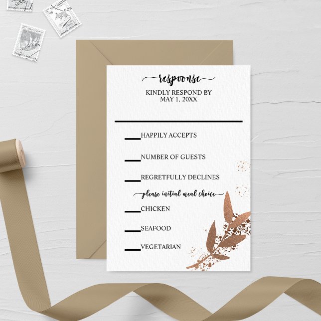 Tarjeta RSVP de Boda de Hojas de Bronce (Subido por el creador)
