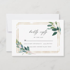 Tarjeta RSVP de Boda de hojas de eucalipto de oro