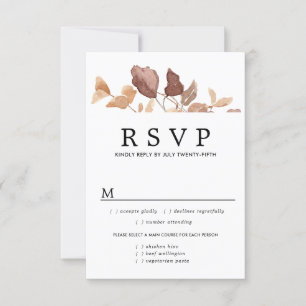 Tarjeta RSVP de boda de hojas de otoño, opciones d