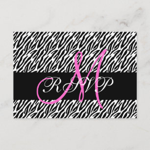 Tarjeta RSVP de boda de impresión de cebra de mono