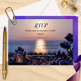 Tarjeta RSVP de Boda de Invierno Coastal Sunset