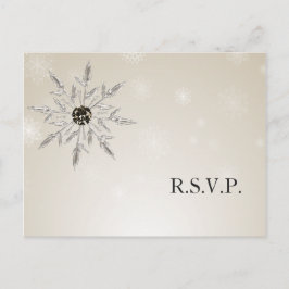 tarjeta rsvp de boda de invierno con copos de niev