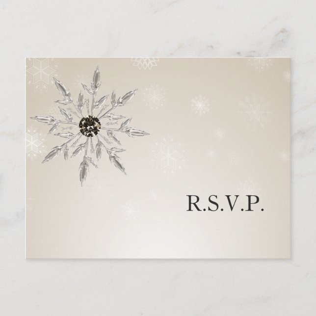 tarjeta rsvp de boda de invierno con copos de niev (Anverso)
