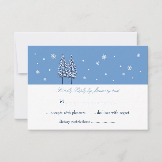 Tarjeta RSVP de Boda de Invierno de Maravilla (Anverso)