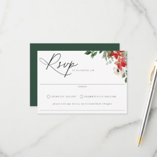 Tarjeta RSVP de Boda de Invierno de Moda Botánica