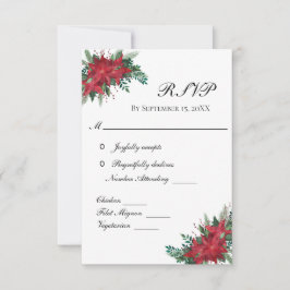 Tarjeta RSVP de Boda de Invierno de Navidades Rojo