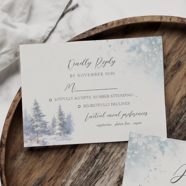 Tarjeta RSVP de Boda de Invierno de Pine Trees (Subido por el creador)