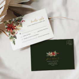 Tarjeta RSVP de Boda de Invierno Floral de Pino na