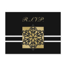 tarjeta rsvp de boda de invierno negro