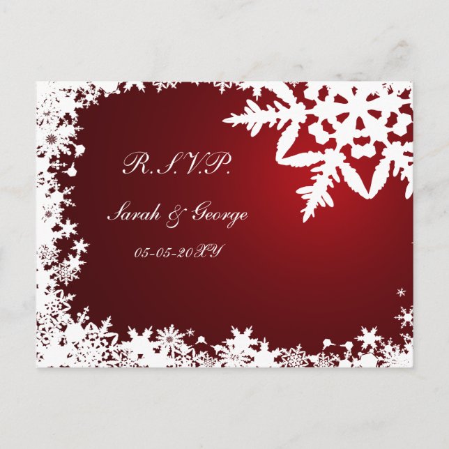 tarjeta rsvp de boda de invierno rojo (Anverso)