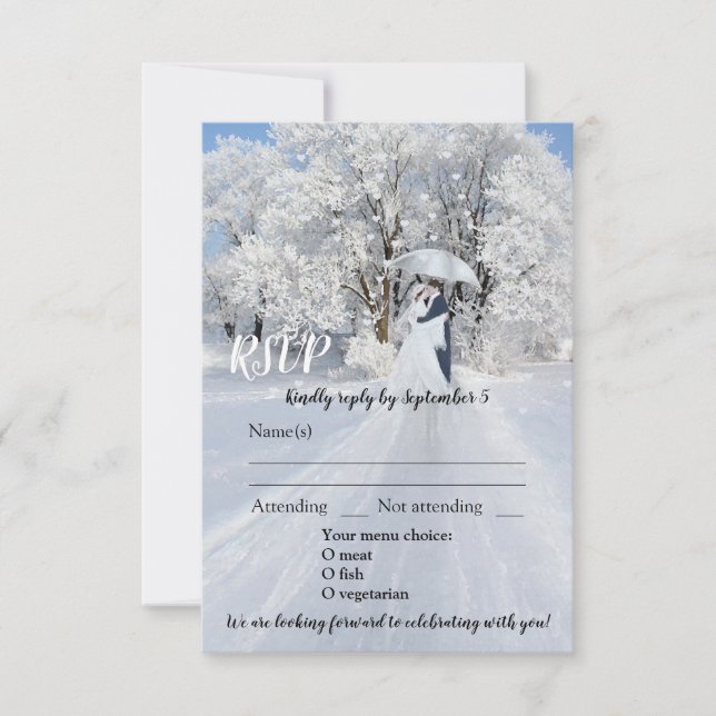 Tarjeta RSVP de Boda de Invierno Wonderland Dream  (Anverso)