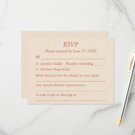 Tarjeta RSVP de Boda de Invitado con Guión de Terr