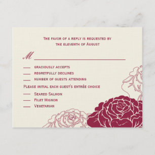 Tarjeta RSVP de boda de jardín de Rosa - rojo rico