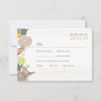 Tarjeta RSVP de Boda de Jardín Floral de Pájaros D