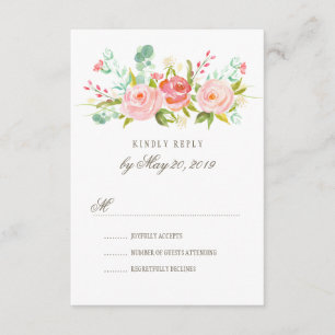 Tarjeta RSVP de boda de jardín Rosa clásica