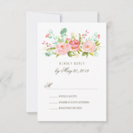 Tarjeta RSVP de boda de jardín Rosa clásica