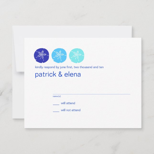 Tarjeta RSVP de Boda de la Arena Azul (Anverso)