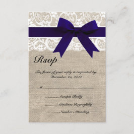 Tarjeta RSVP de Boda de la Armada de encaje blanco