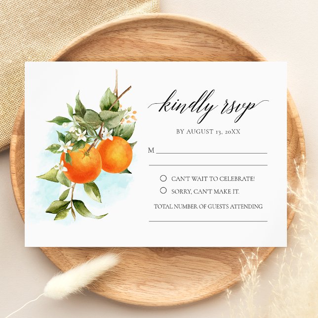 Tarjeta RSVP de boda de la caligrafía del naranja (Subido por el creador)
