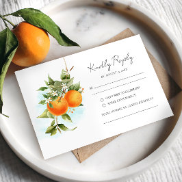 Tarjeta RSVP de boda de la caligrafía del naranja