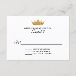 Tarjeta RSVP de Boda de la Corona de Oro