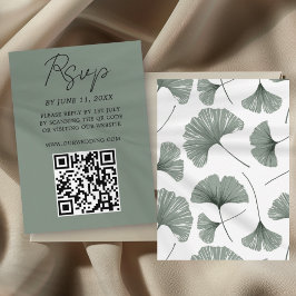Tarjeta RSVP de boda de la hoja de Ginkgo verde mo