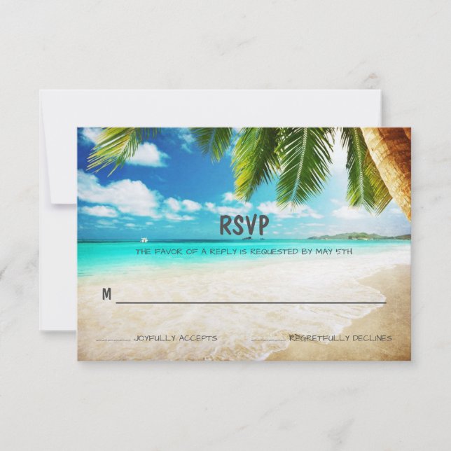 Tarjeta RSVP de Boda de la Isla Tropical (Anverso)